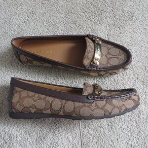 Coach Womens Loafers/Shoes Size 8 Brown/Tan “Olive" Signature Monogram #A01918